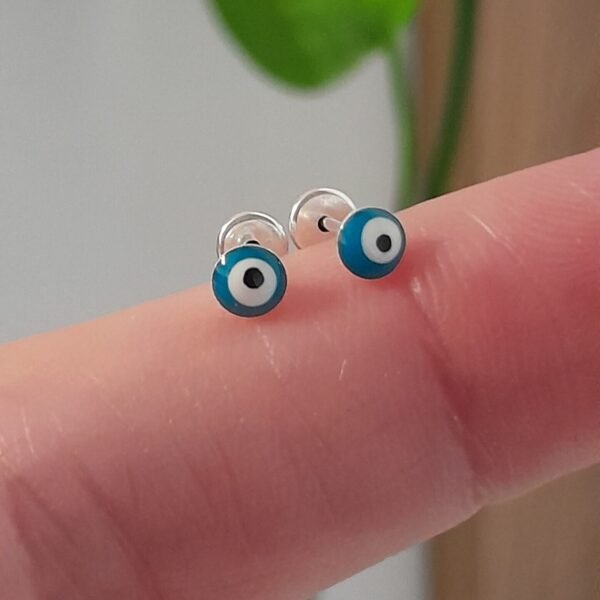 Aros Abridores esmaltado mini ojo turco – Plata 925