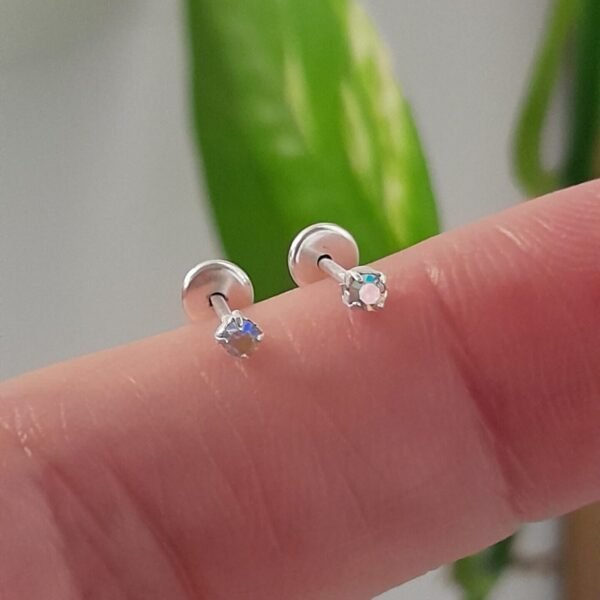 Aros Abridores brillo cristal mini – Plata 925