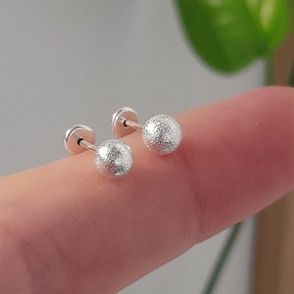 Aros Abridores bolitas textura mini – Plata 925