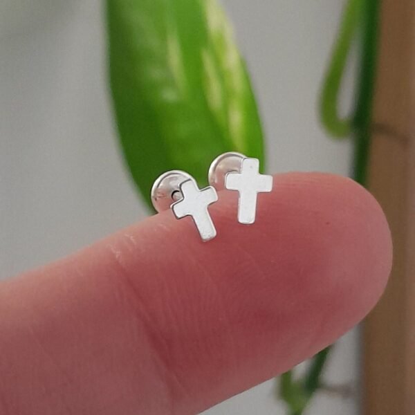 Aros Abridores lisos mini cruz – Plata 925
