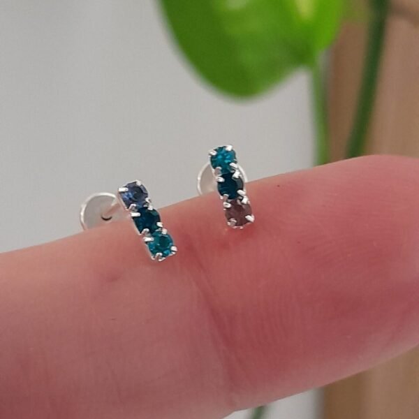 Aros Abridores brillo triple azul mini – Plata 925