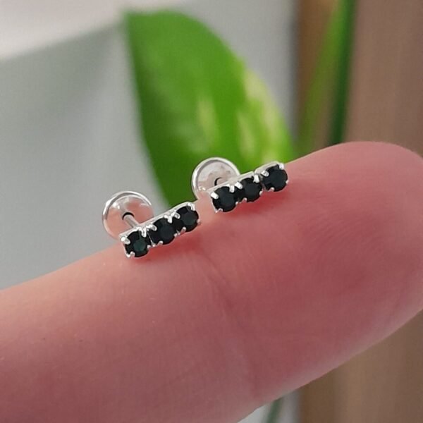 Aros Abridores brillo triple negro – Plata 925