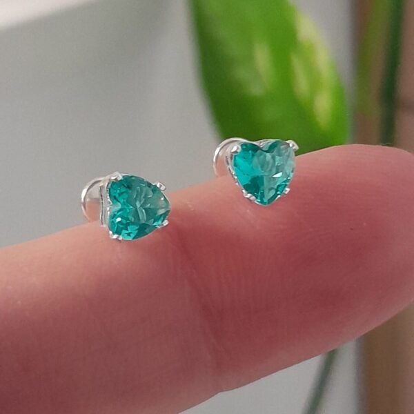 Aros Abridores brillo gota verde mini – Plata 925