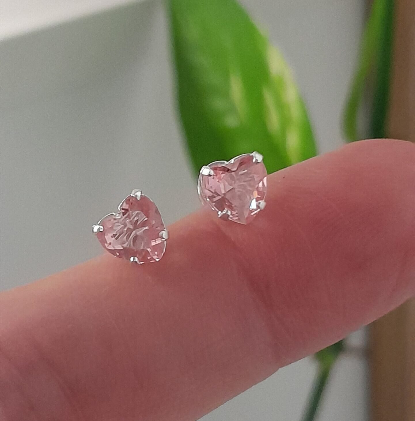 Aros Abridores brillo corazón mini rosa – Plata 925