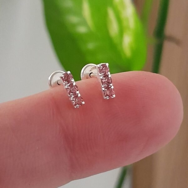 Aros Abridores brillo triple rosa – Plata 925