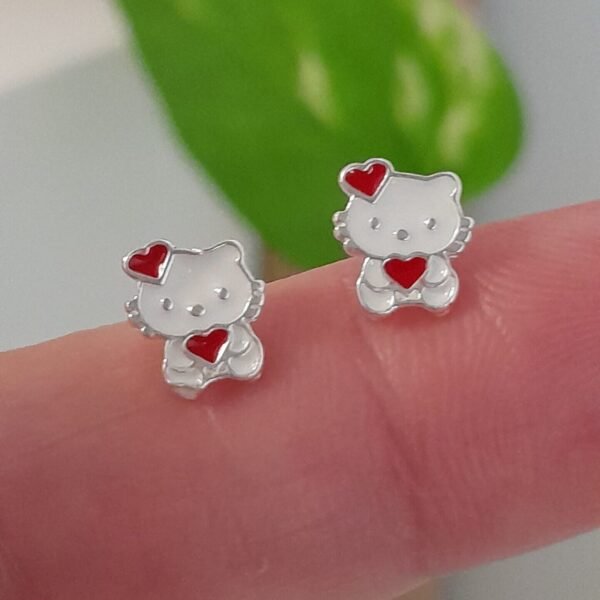 Aros Abridores Esmaltados hello kitty – Plata 925