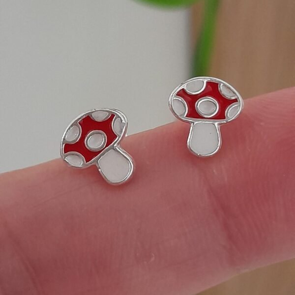 Aros Abridores Esmaltados hongo mini – Plata 925