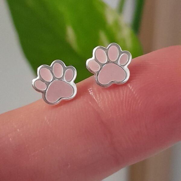 Aros Abridores Esmaltados huella rosa – Plata 925