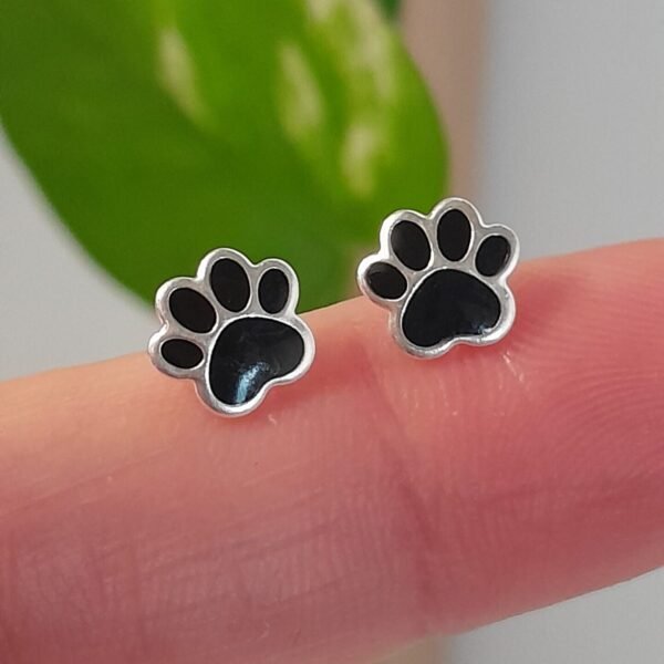 Aros Abridores Esmaltados huellas negro – Plata 925