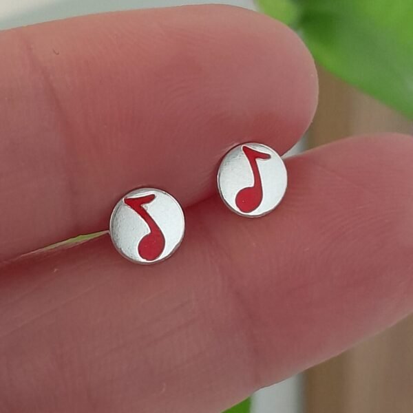 Aros Abridores Esmaltados corchea rojo – Plata 925