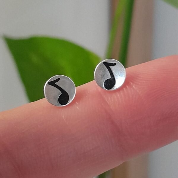 Aros Abridores Esmaltados corchea negro – Plata 925