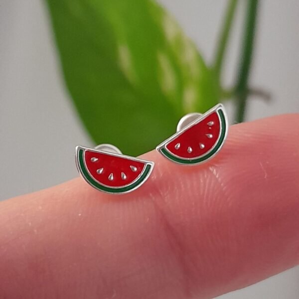 Aros Abridores Esmaltados sandia – Plata 925