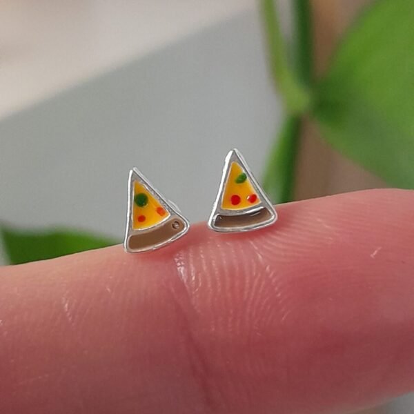 Aros Abridores Esmaltados Triangulo pizza – Plata 925