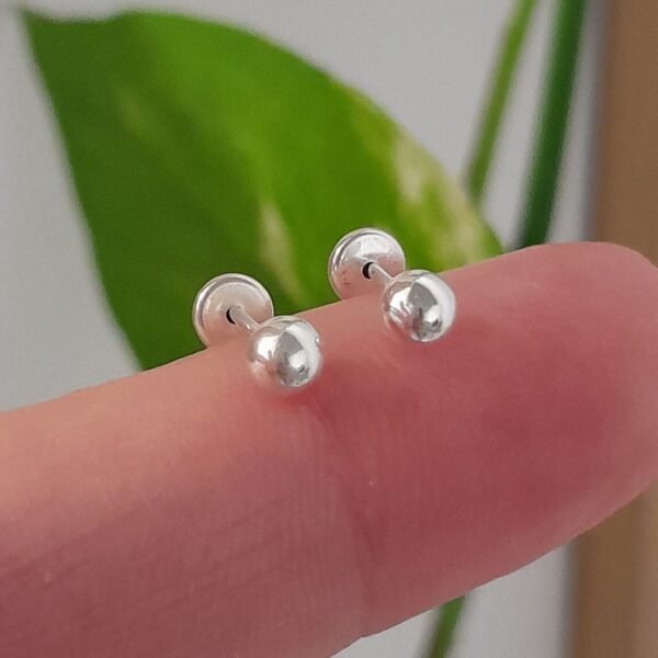 Aros Abridores lisos bolita mediana – Plata 925