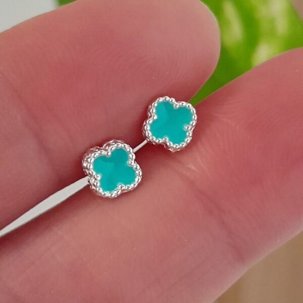 Aros Abridores Esmaltado verde agua – Plata 925