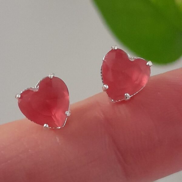 Aros Abridores brillo rosa nacarado corazón – Plata 925