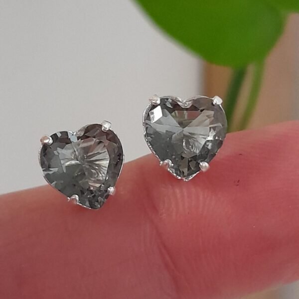 Aros Abridores brillo gris corazón – Plata 925