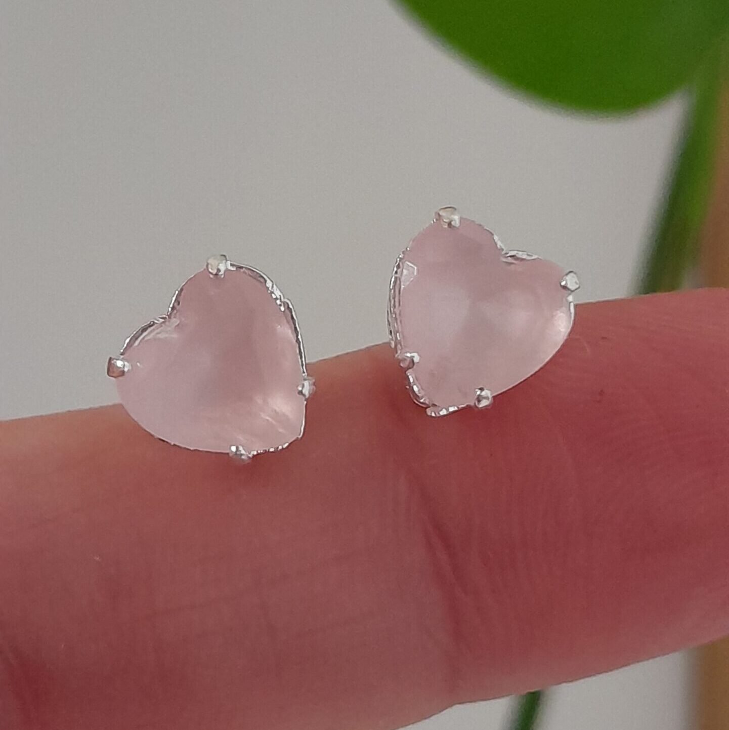 Aros Abridores brillo rosa nacarado corazón – Plata 925
