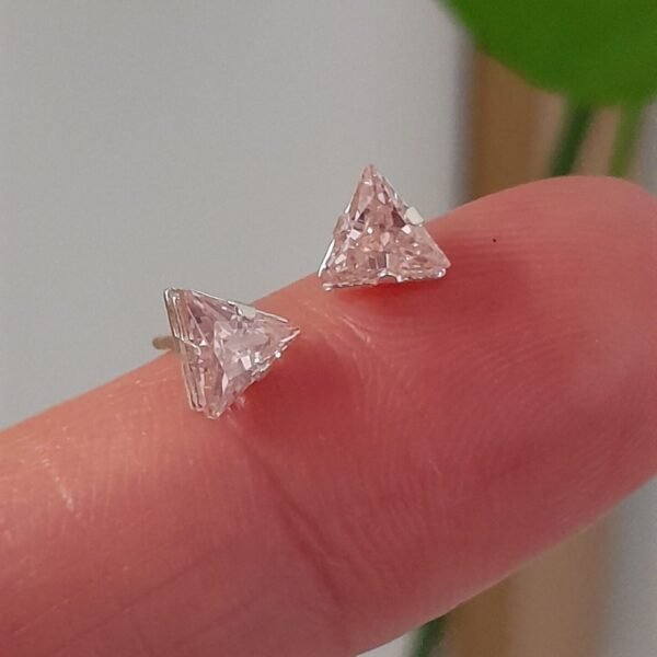Aros Abridores Brillos triangulo rosa – Plata 925