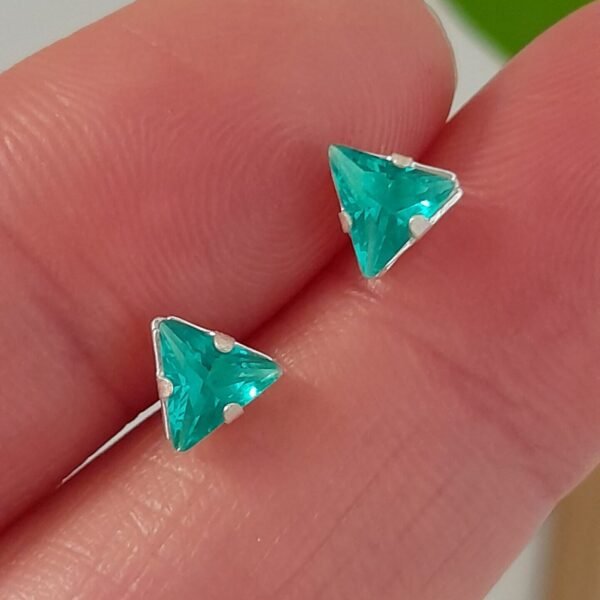 Aros Abridores Brillos triangulo verde – Plata 925