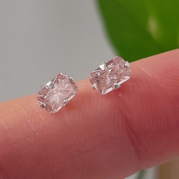 Aros Abridores Brillos cristal rectangular – Plata 925