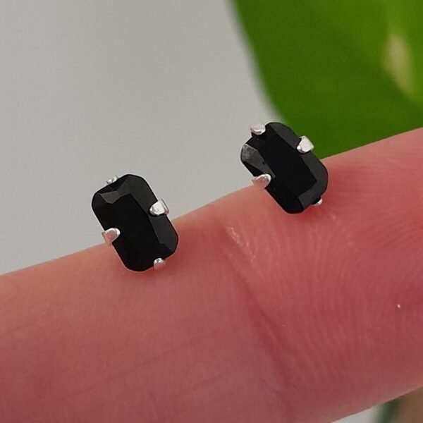 Aros Abridores Brillos negros rectangular – Plata 925