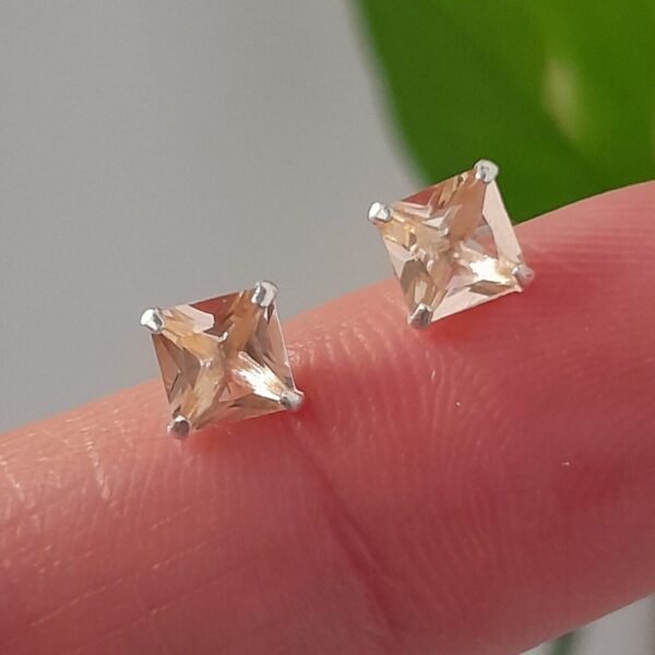 Aros Abridores Brillos Naranja Cuadrado – Plata 925