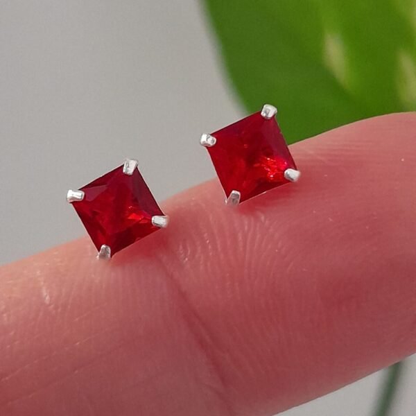 Aros Abridores Brillos Rojo Cuadrado – Plata 925