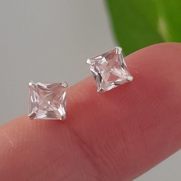 Aros Abridores Brillos Cristal Cuadrado – Plata 925