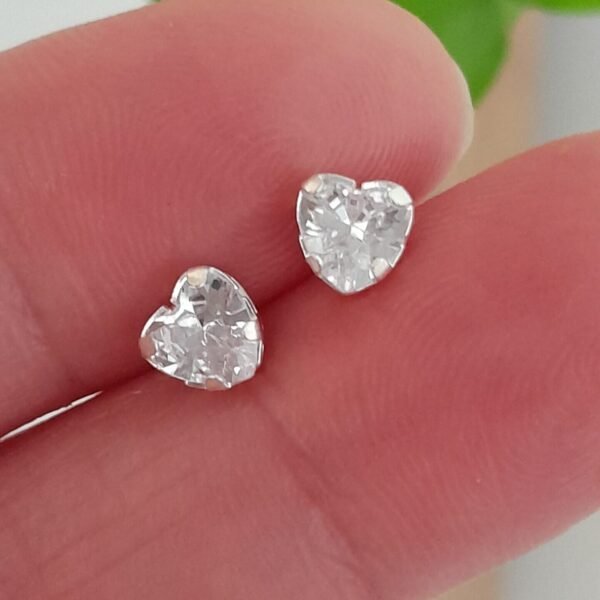 Aros Abridores Brillo corazón cristal – Plata 925
