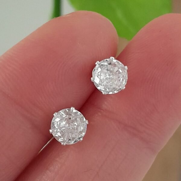 Aros Abridores Brillo redondo pequeño cristal – Plata 925