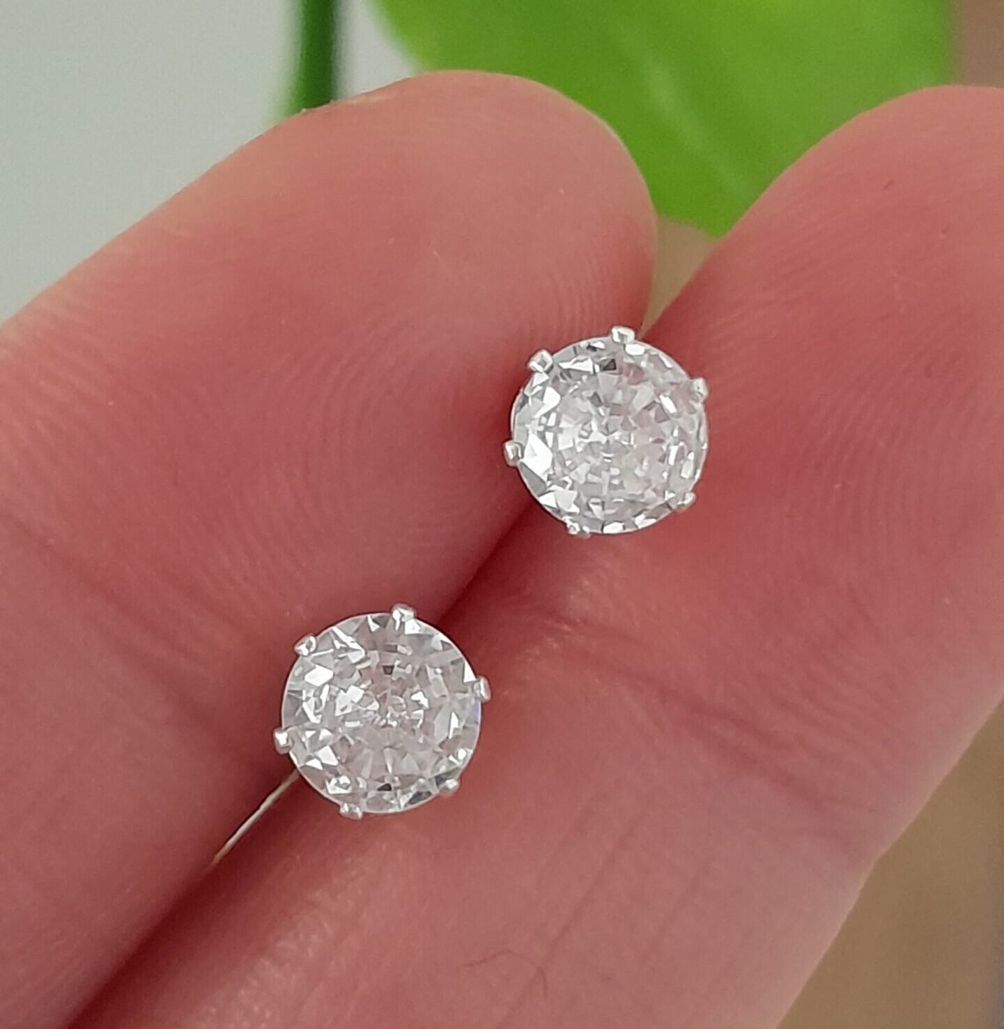 Aros Abridores Brillo redondo pequeño cristal – Plata 925