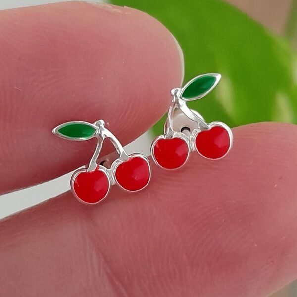 Aros Abridores Esmaltado Cereza – Plata 925