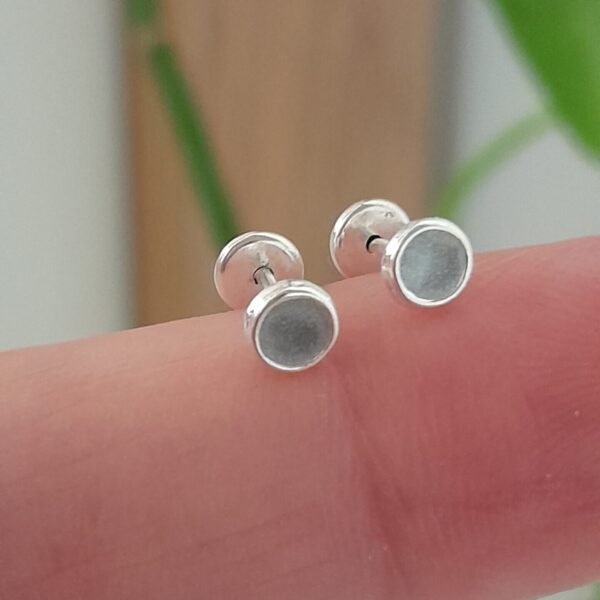 Aros Abridores Esmaltado Circulo Gris – Plata 925