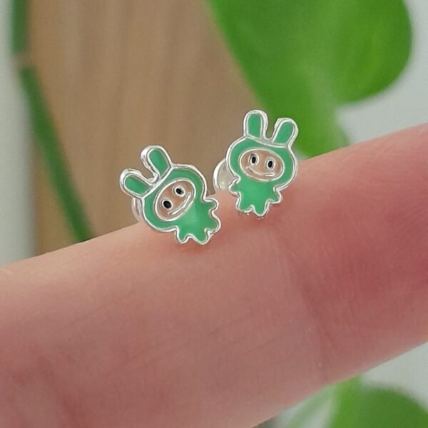 Aros Abridores Esmaltado Verde LaBubu– Plata 925