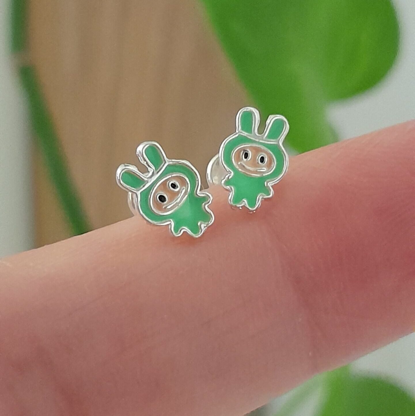 Aros Abridores Esmaltado Verde LaBubu– Plata 925