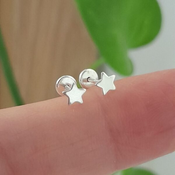 Aros Abridores Lisos Estrella – Plata 925