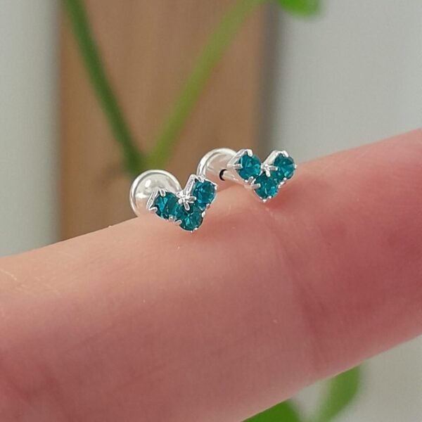 Aros Abridores Piedra Corazón Verde – Plata 925