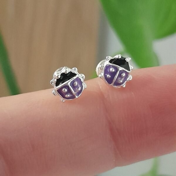 Aros Abridores Esmaltados Baquita de San Antonio Violeta – Plata 925