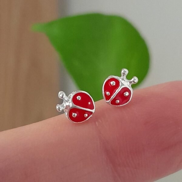 Aros Abridores Vaquita de San Antonio Rojo Esmaltados - Plata 925