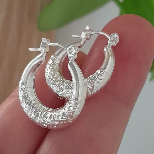 Aros huggies mini Argollas de Trama Texturizada  - Laminados