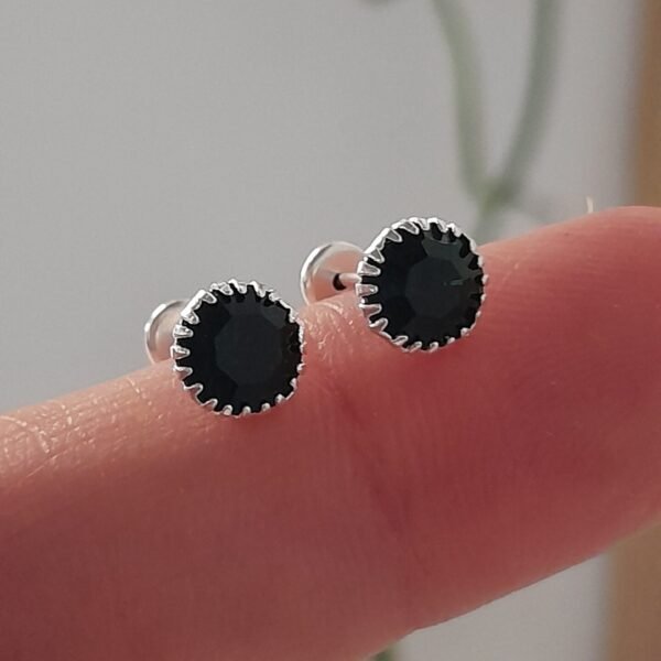 Aros Abridores mini circulo negro con agarre – Plata 925