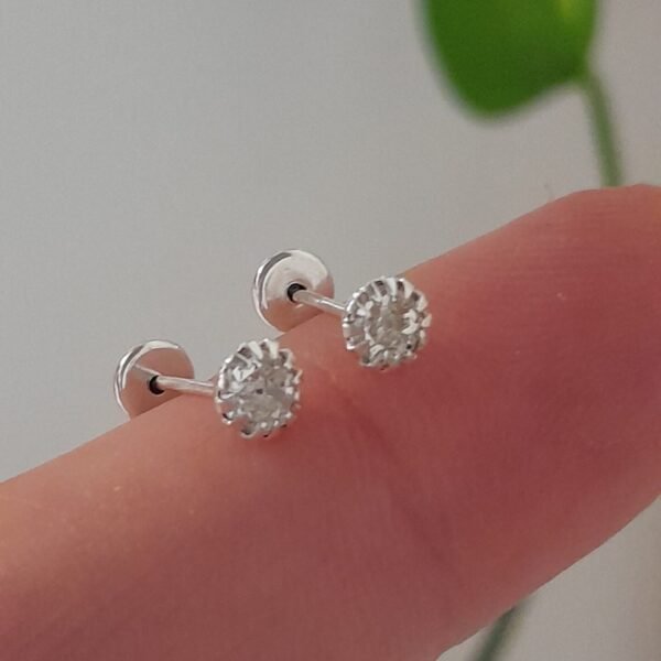 Aros Abridores super mini circulo cristal brillo – Plata 925