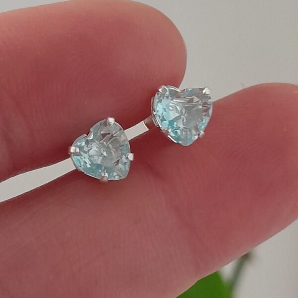 Aros Abridores super mini corazon celeste brillo – Plata 925