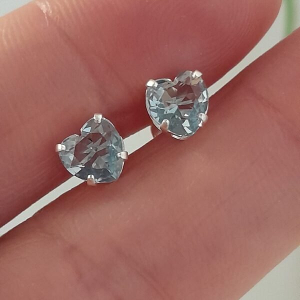 Aros Abridores super mini corazón celeste brillo – Plata 925