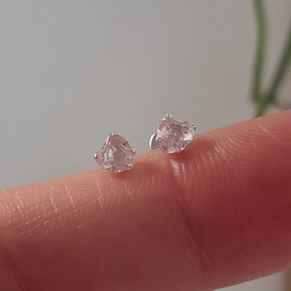 Aros Abridores mini corazón rosa bebé brillo – Plata 925