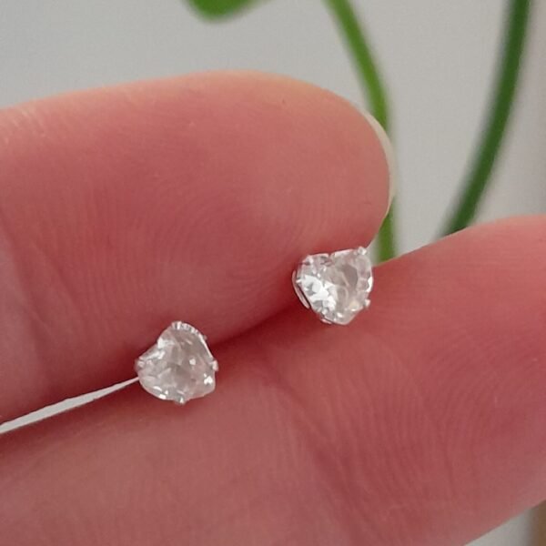 Aros Abridores brillo corazon cristal super mini – Plata 925
