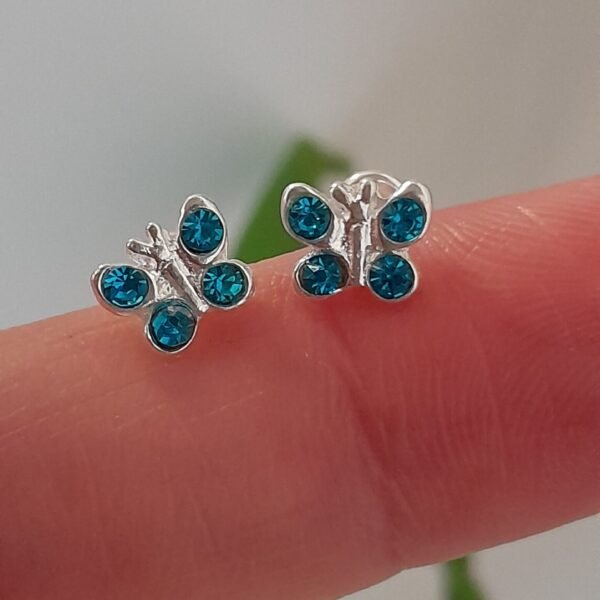 Aros Abridores brillo mariposa azul mini – Plata 925