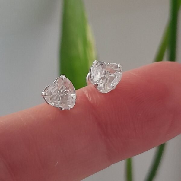 Aros Abridores brillo corazón cristal mini – Plata 925