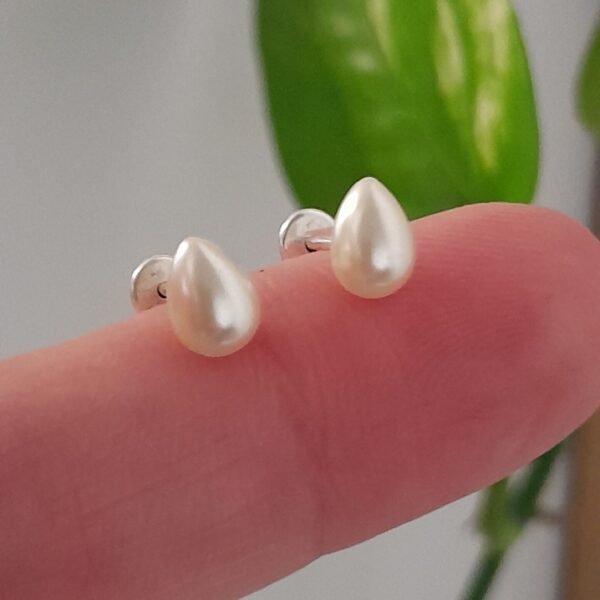 Aros Abridores mini gota perlada  – Plata 925